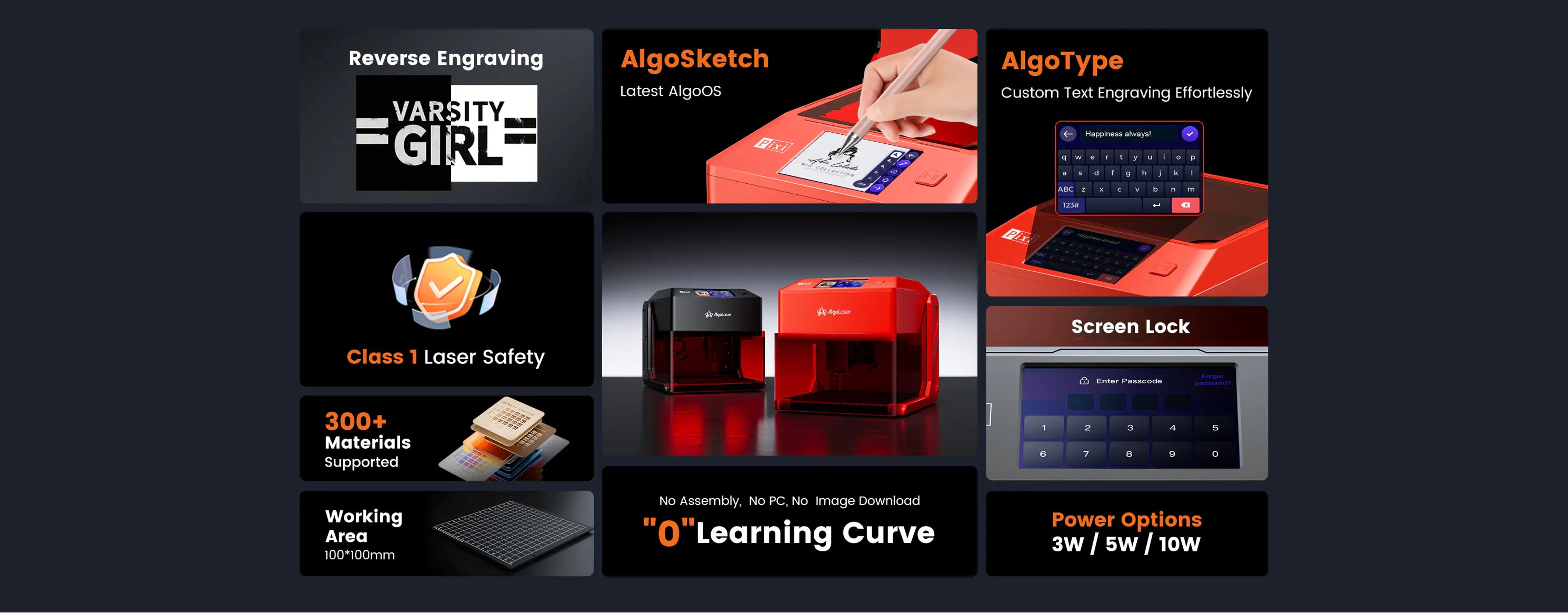 AlgoLaser Pixi Potable & Smart Laser Engraver 3W/5W/10W