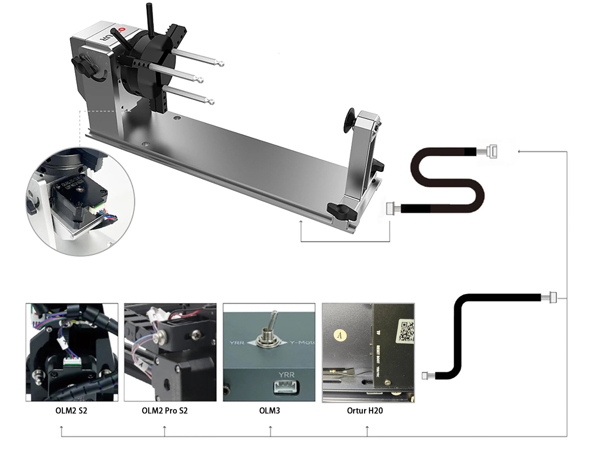 Ortur Y-axis Rotary Chuck for Laser Engraver (YRC1.0)