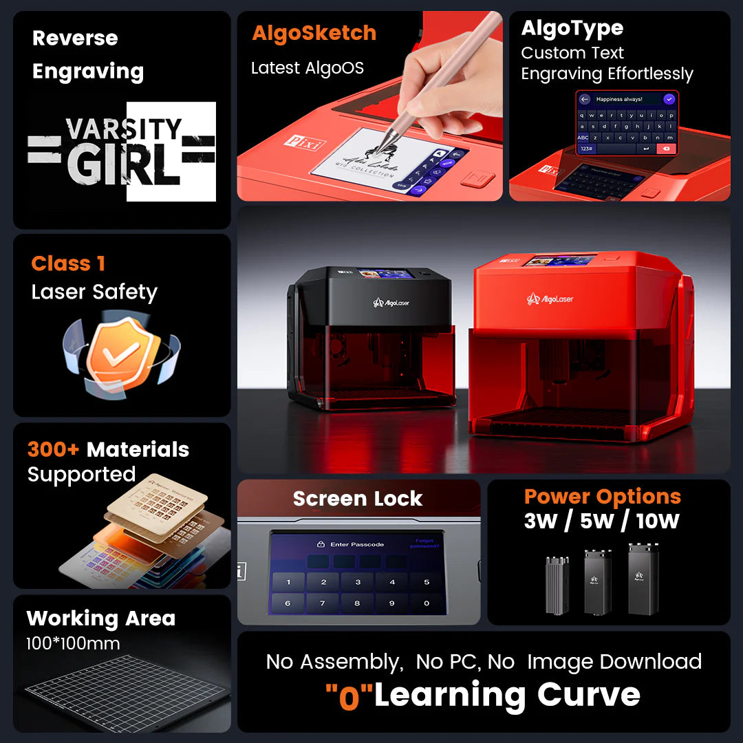 AlgoLaser Pixi Potable & Smart Laser Engraver 3W/5W/10W