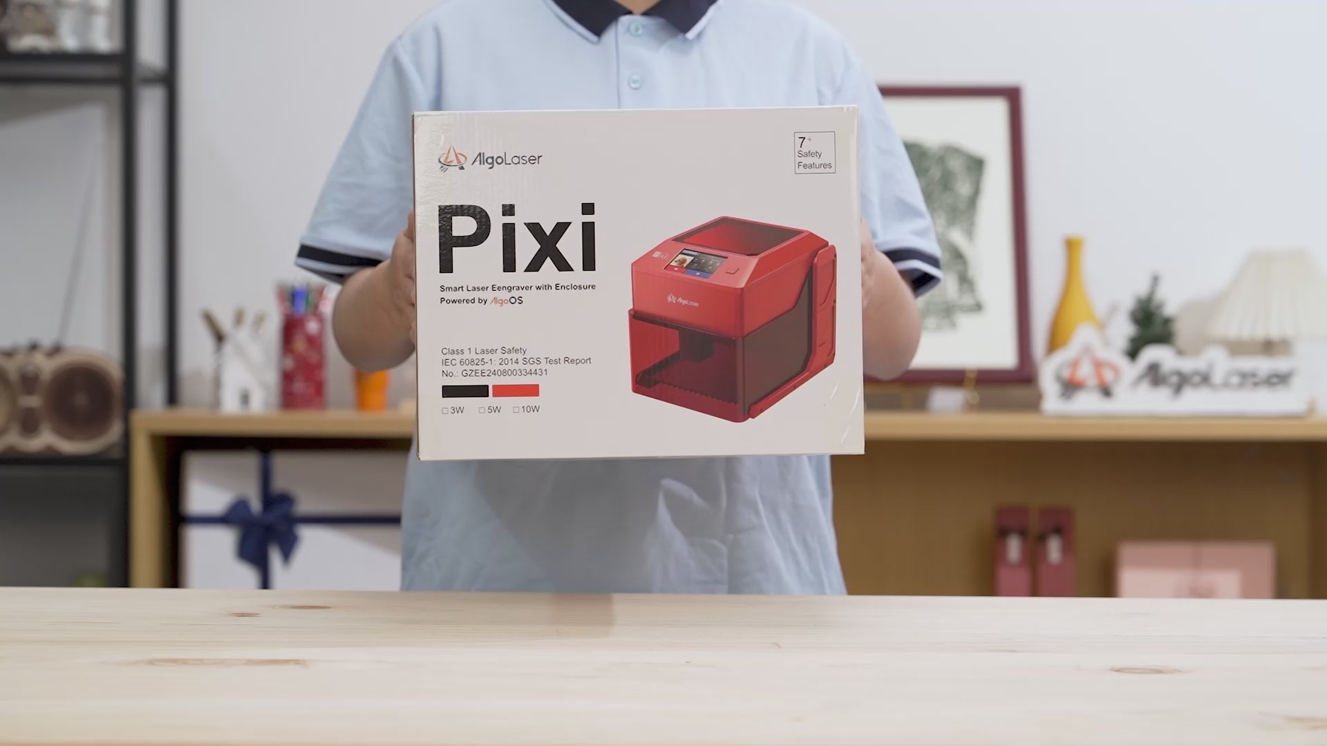 Load video: AlgoLaser Pixi Potable &amp; Smart Laser Engraver 3W/5W/10W