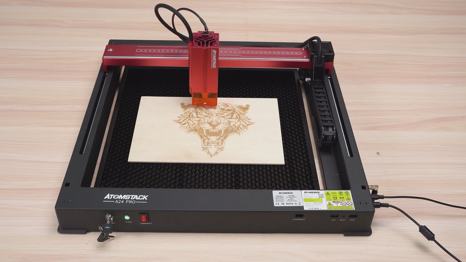 Load video: AtomStack A12/A24 Pro 12W/24W Unibody Frame Laser Engraver